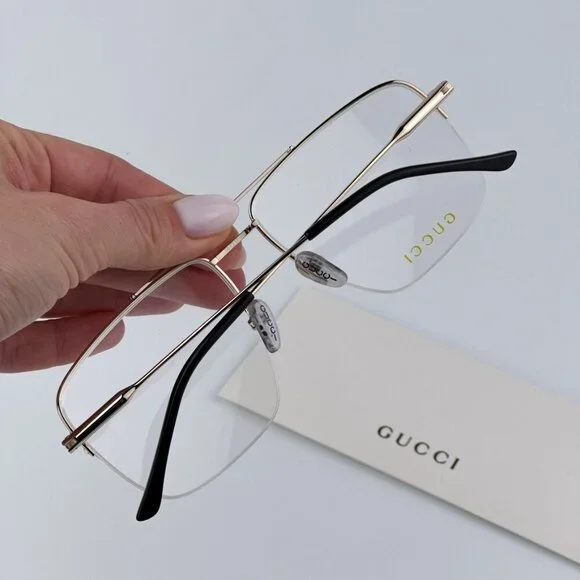 Gucci GG1415O 001 BRAND NEW Eyeglasses Gold Pilot Women